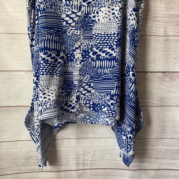 Woman Within Blue and White Tank Top Handkerchief Hem Blouse Size 18W - Picture 8 of 16